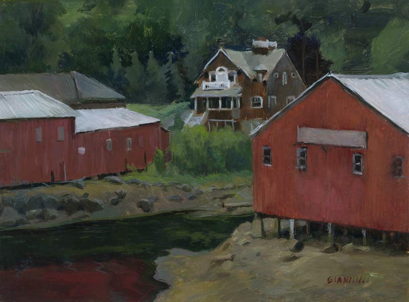 Camden Harbor, July, 9 x 12 inches, oil on linen on board