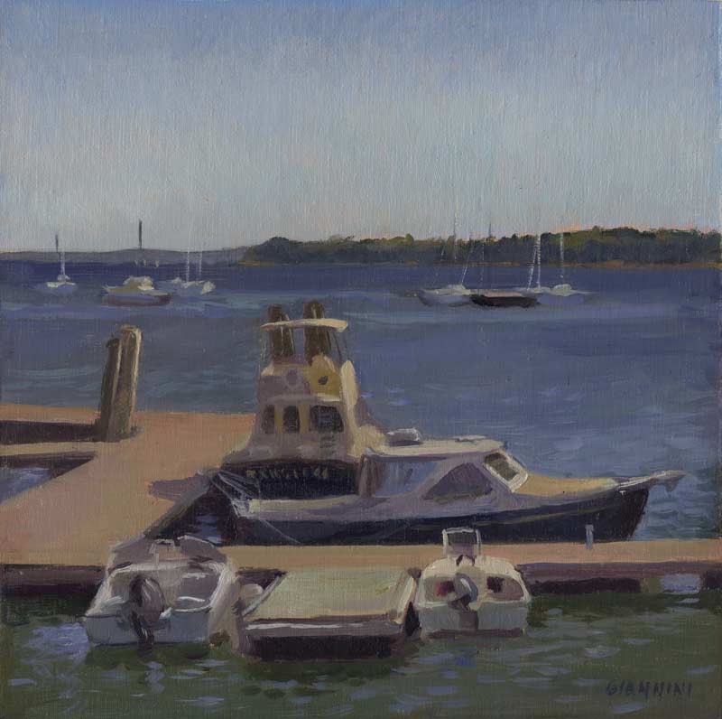 Public Wharf, Rockland, 10x10 in., oil on linen mounted on Board