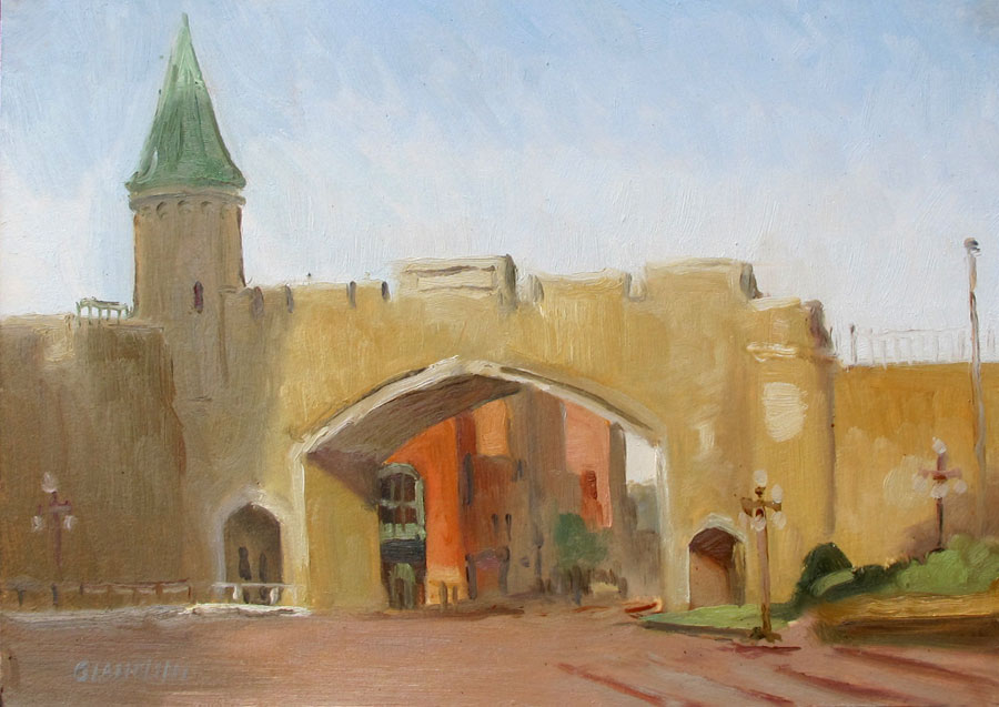 Quebec City Walls, 7x10 in.,oil