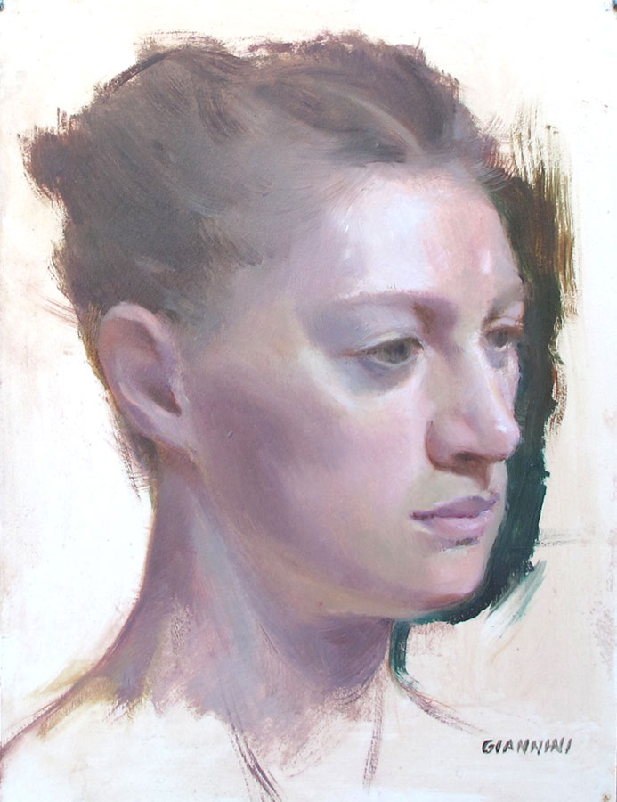 Head Study, 9x12 in., oil