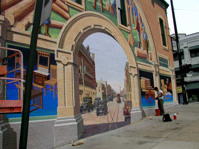 History of the Furniture Industry Mural, Grand Rapids, MI. (Richard Haas Design, W/Evergreene Architectural Arts)