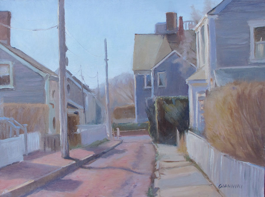 St.Martin's Lane, Nantucket Island, 9 by 12 in, Oil on Board