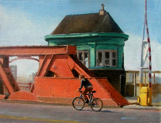 Chicago Ave Bridge, 9 by 12 in., Oil on Canvas