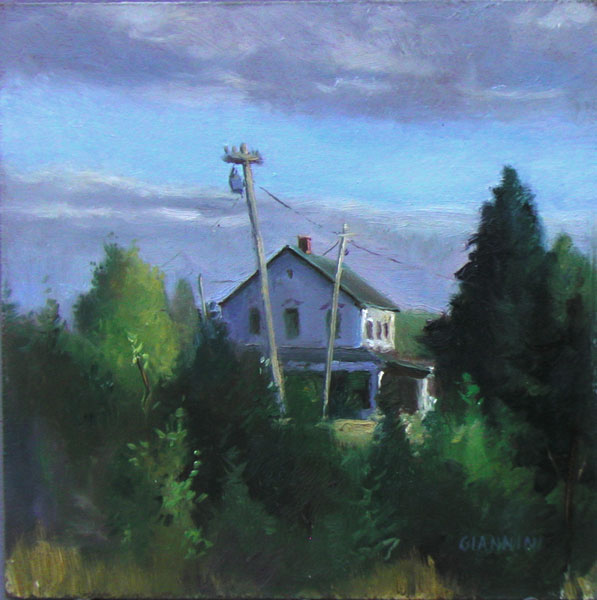 Forest House, 8 by 8 in., Oil on Board, Sold