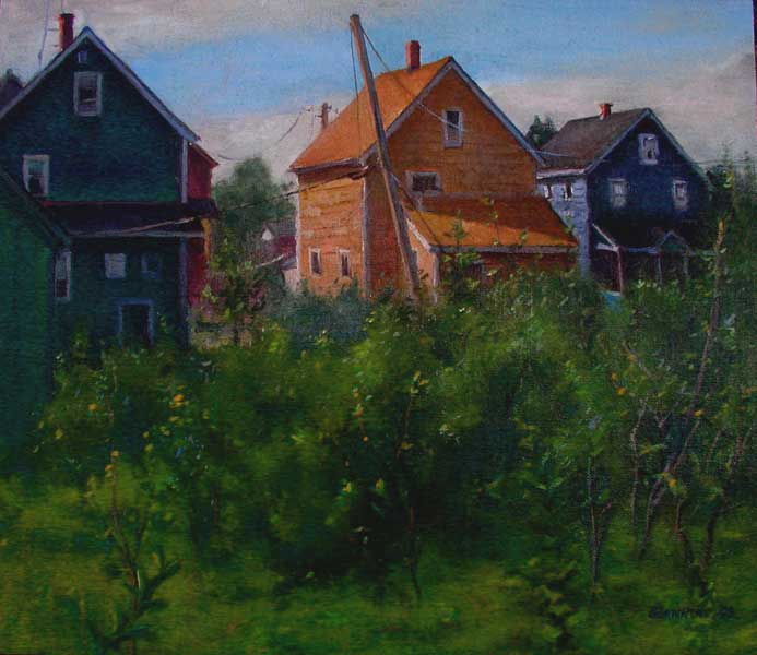 Houses In Ahmeek, MI. 12 by 14 in., Oil on Canvas, Sold