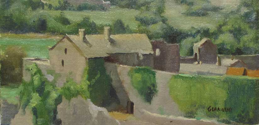 Knights Templar Castle, Carcassone, France, 5 by 9 in. Oil on Canvas. Sold