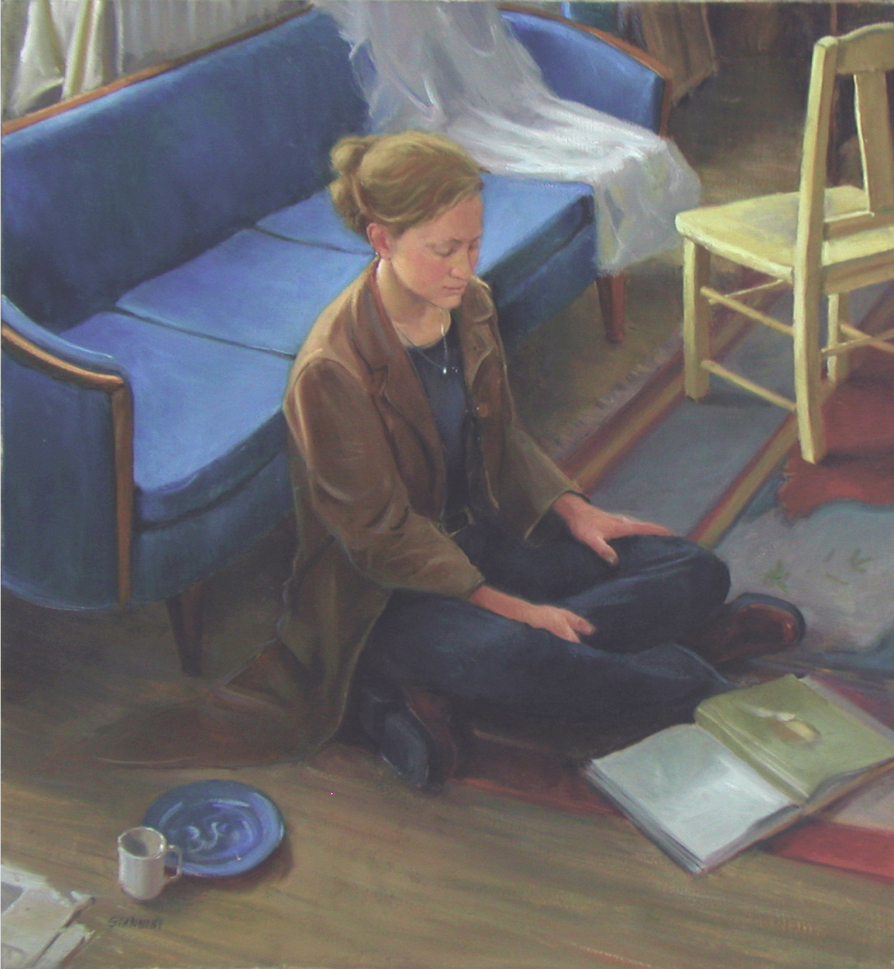 Reading, 26 x28 in., Oil on Canvas