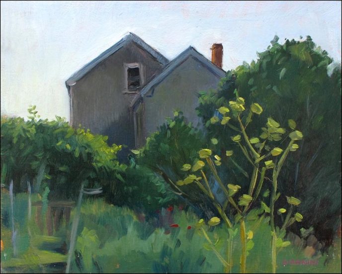 Bayside Garden, Portland, 8 x 10 in. Oil on Board
