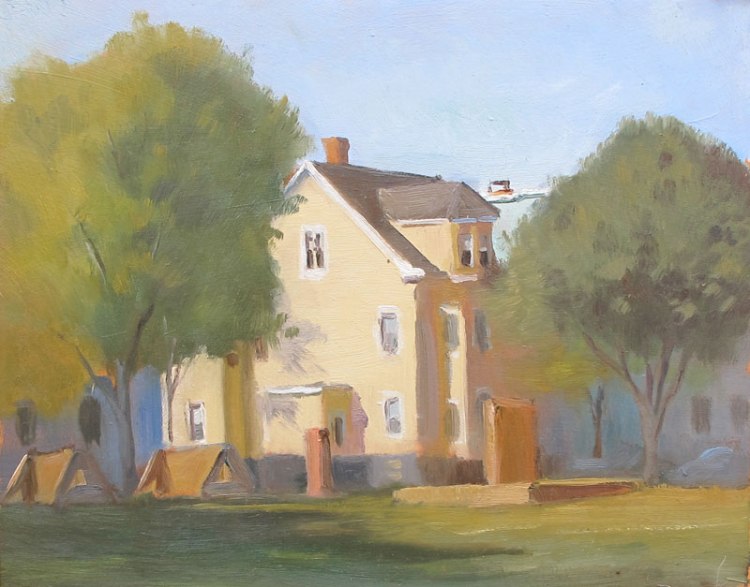 School Playground, 8 x 10 in. Oil on Board