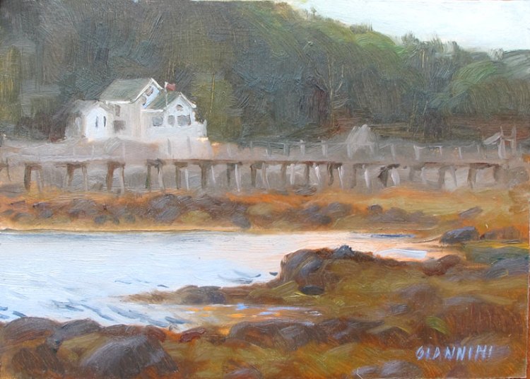Near Boothbay Harbor, 5x7in., Oil on Museum Board