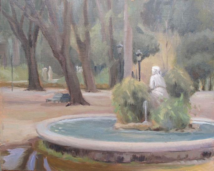 Una Fontana di Villa Borghese, Roma 8 x 10 in., oil on linen