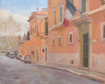 French Consulate, Rome, 8 x 10 in., Oil