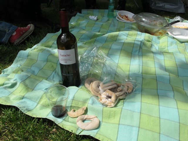 Delicious dolce treat! cookies dipped in red wine.
