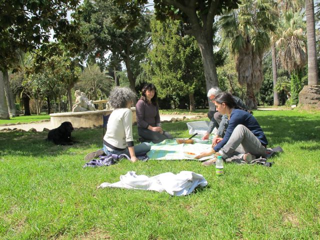 A painters picnic during a day of painting in Rome.
