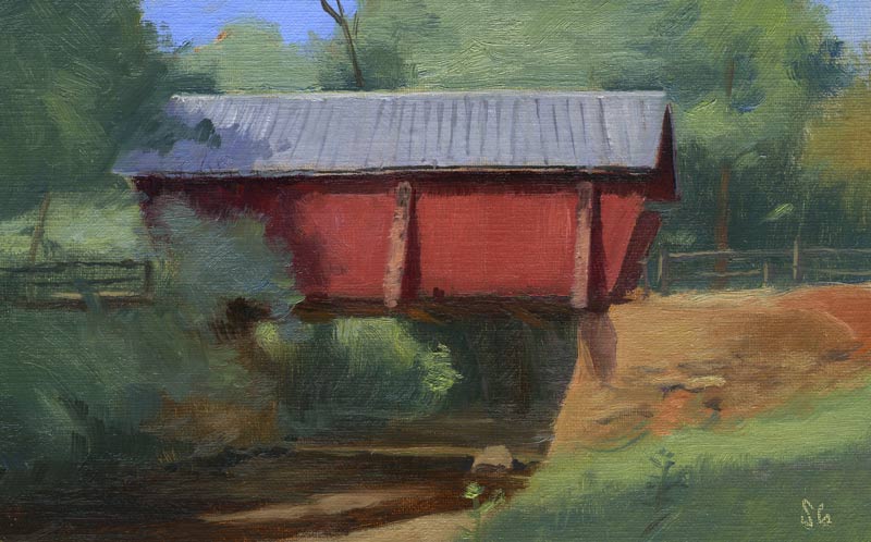 Campbell's Covered Bridge, 5 x 8 in., oil on linen