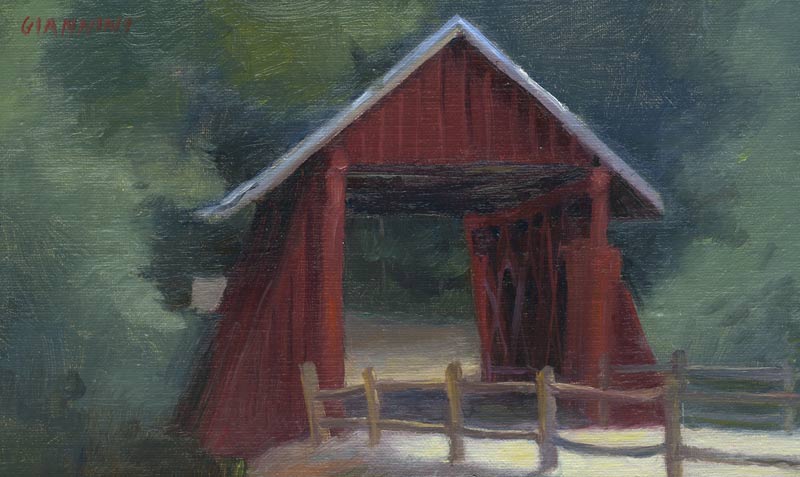 Campbell's Covered Bridge #2, 5 x 8 in., oil on linen