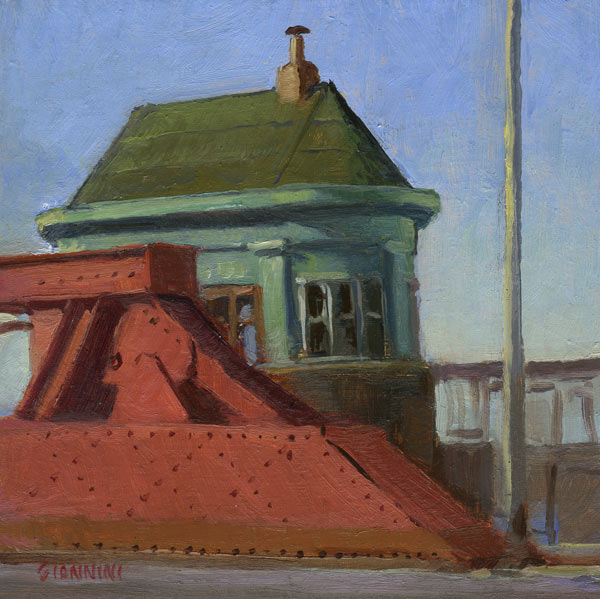 Chicago Ave Bridge, 6 x 6 in., oil on linen