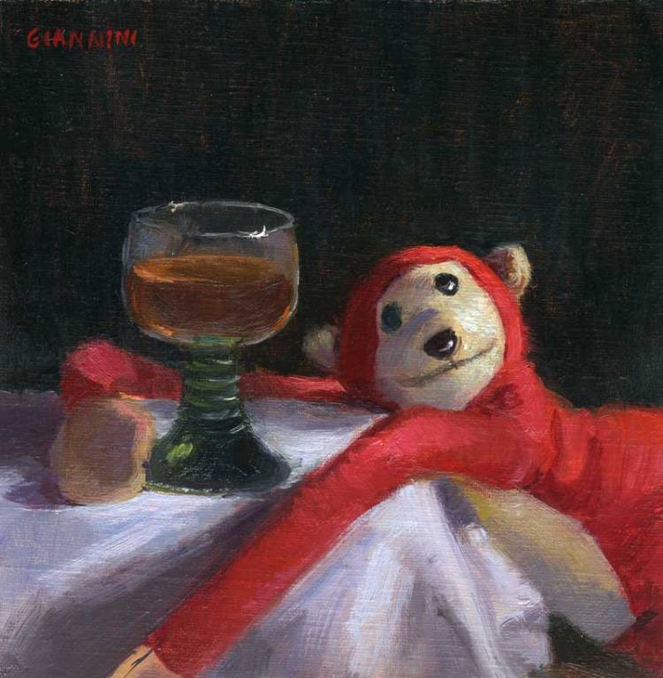Drunk Monkey, 6 x 6 in. oil on linen