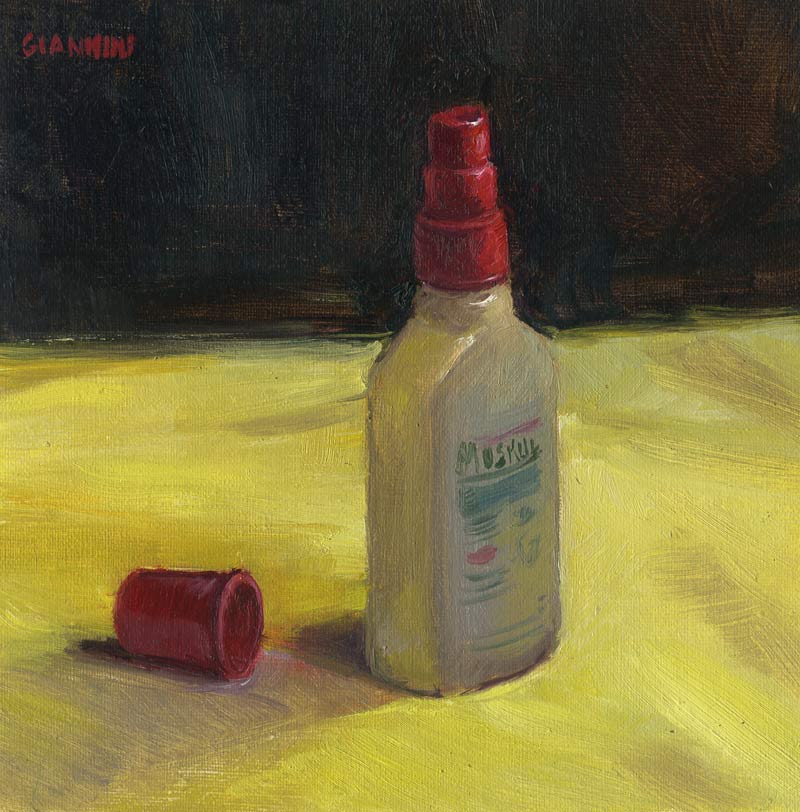 Mosquito Repellent, 6 x 6 in., oil on linen