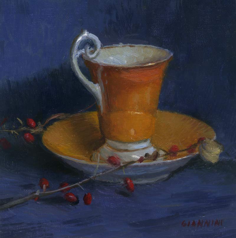My Orange Cup, 6 x 6 in., Oil on linen