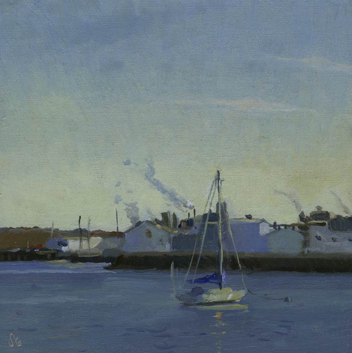 Rockland Harbor, November, 6 x 6 in.oil on linen