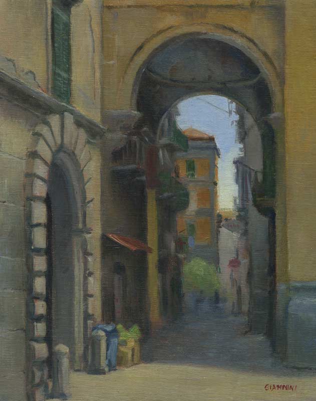 Strada Delle Anticaglia, Naples, 10 x 8 in., oil on linen