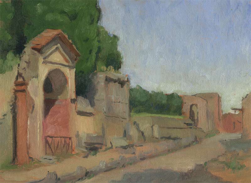 Via Delle Tombe, Pompeii, 6 x 8 in., oil on linen