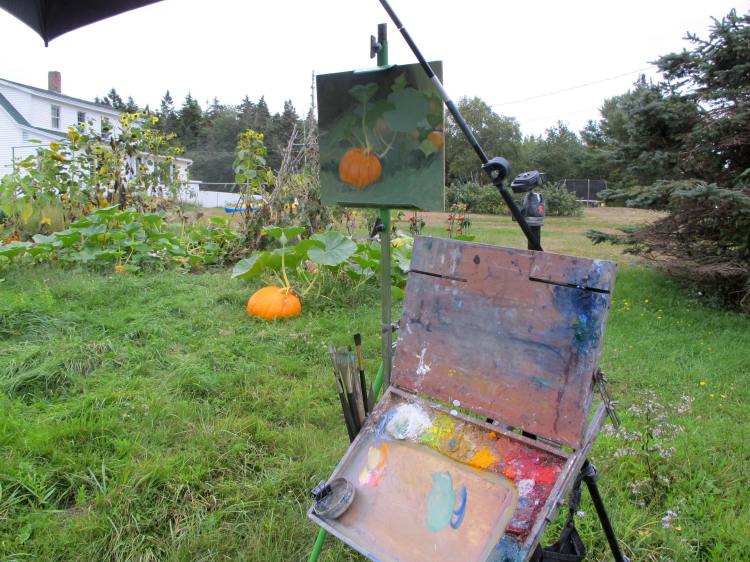 Setup painting the Pumpkins near Boothbay Harbor, ME.