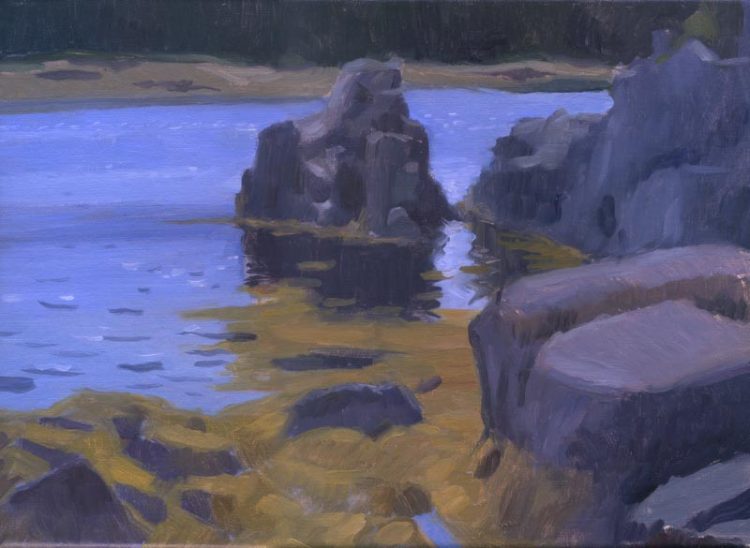 Acadia Rocks, Maine, 9 x 12 in. oil on linen