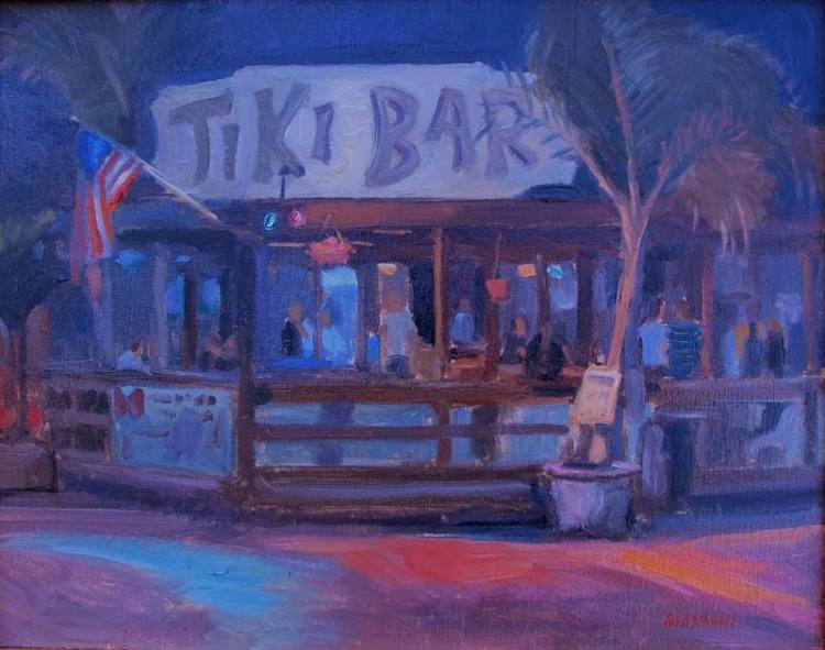 Tiki Bar, Solomon's, MD., 11 x 14 in. oil on linen