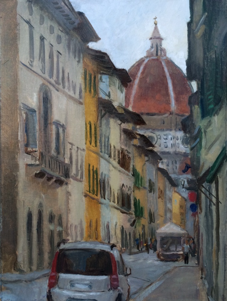 View Down to the Duomo, Florence,9 x 12 in., oil