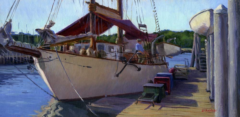 La Donna, Rockland Harbor, 8 x 16 in. oil, 