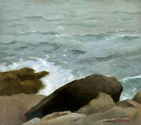Shore, Port Clyde, Maine, 10 x 11 in. oil.