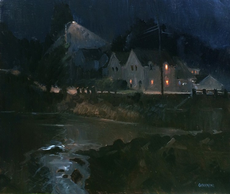South Thomaston Nocturne,11x 14 in., oil