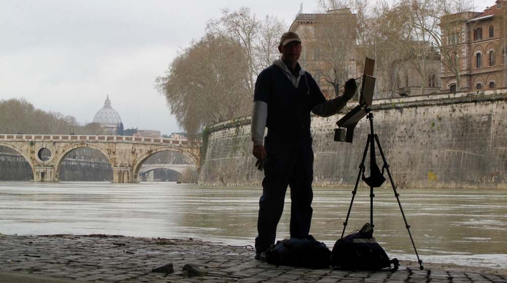 Stephan Giannini Painting in Rome