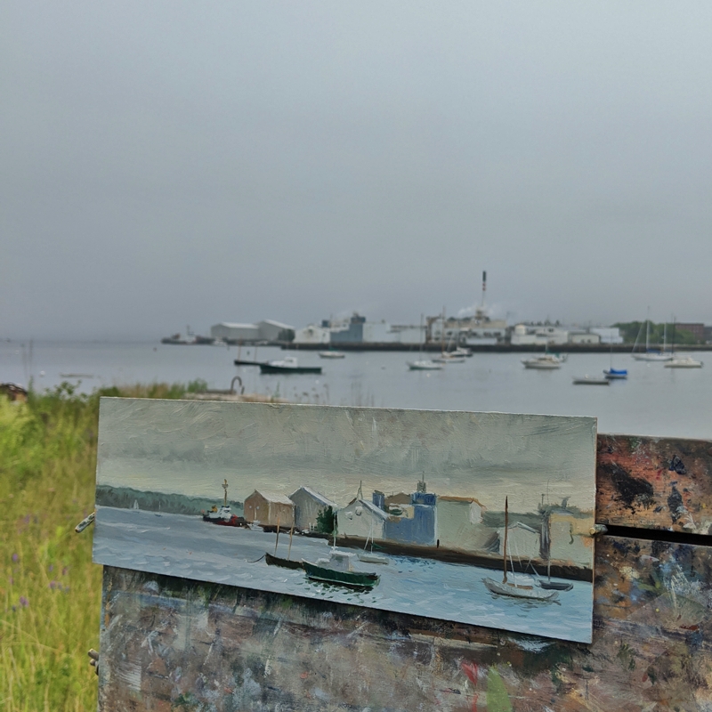 Painting on location at the Rockland, Maine Waterfront
