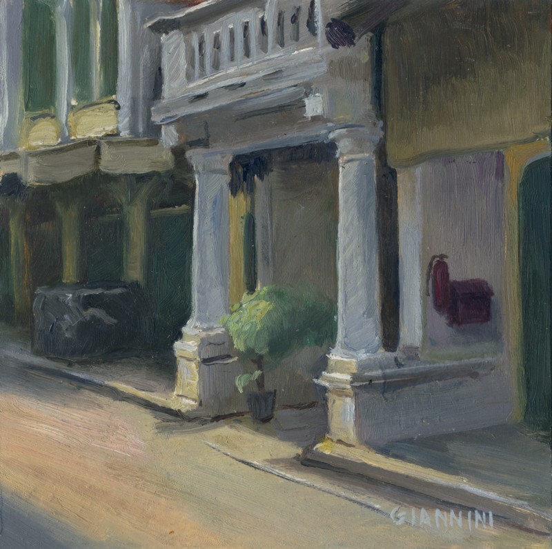 Chinatown, Bangkok, 7x 7” or 18 x 18 cm., Oil