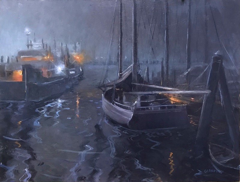 Foggy Night,Rockland, Maine,12 x 16 in.