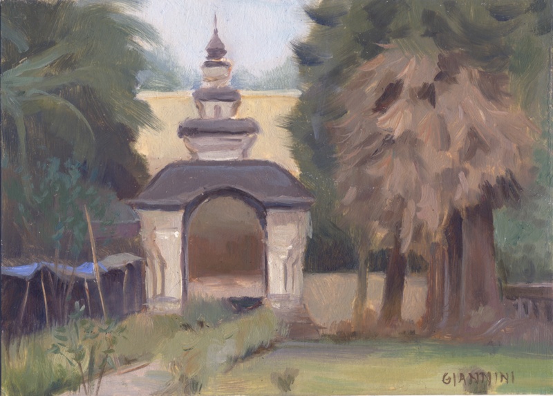 Wat Gates, Luang Prabang, Laos, 5 x 7 or 13 x 18 cm., oil.