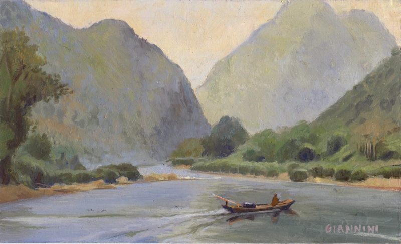 Nam Ou River Near Muan Ngoy, Laos, 4 x 7" or 10 x 18cm.