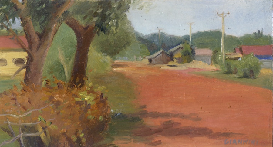 Otres Village, Cambodia. 5 x 9” or 13 x 23 cm., Oil.