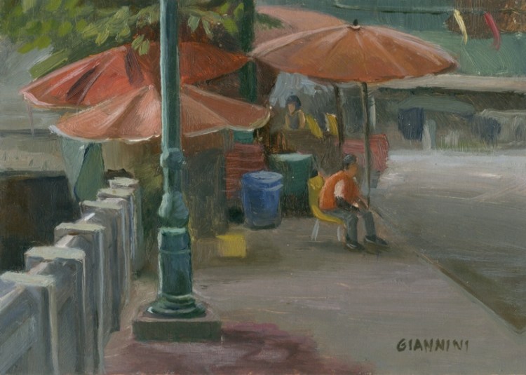 Thewet, Bangkok, 5 x 7” or 13 x 18 cm., Oil