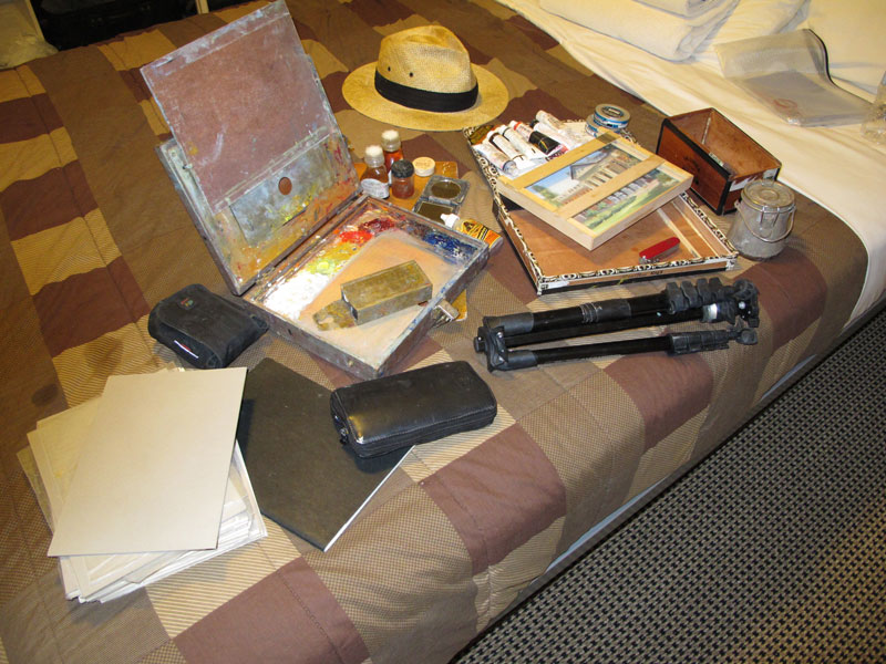 My Plein Air Equipment Assembled in my Australian Hotel