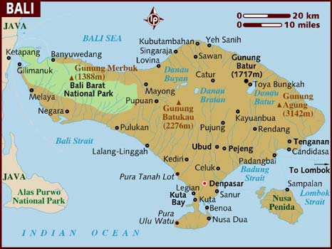 Map of Bali,Indonesia