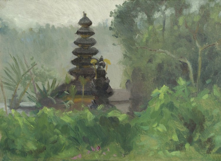 The Ulun Danu Beratan Temple, Bali, 7 x 10 in.,Oil on Museum Board The Ulun Danu Beratan Temple, Bali, 7 x 10 in.,Oil on Museum Board
