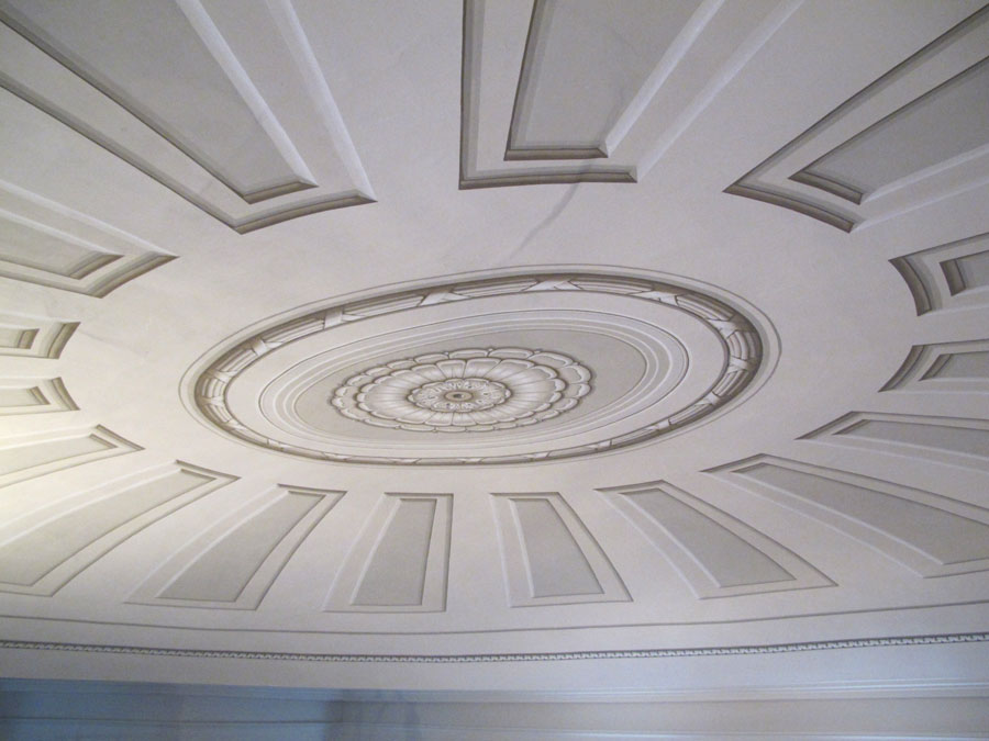 Detail of the Painted Trompe l'oiel Mural on the Ceiling